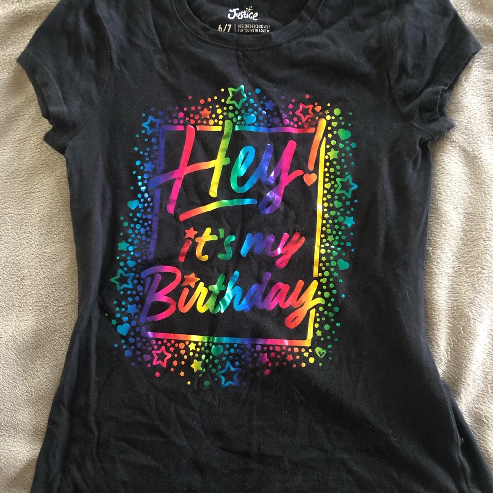 🌸HP🌸⭐️3 for $15⭐️Justice Birthday Tee size 6/7